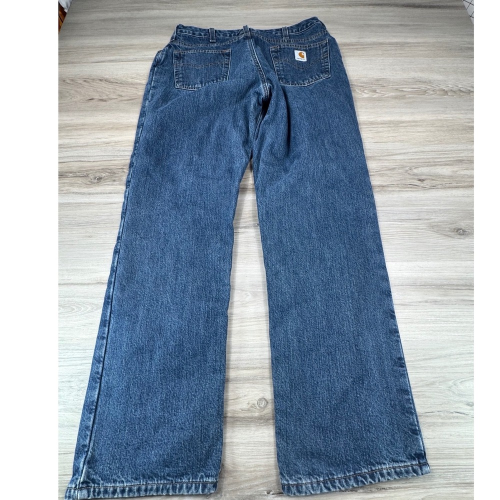 Carhartt Mens Flannel Lined Relaxed‎ Straight Leg Jeans Blue Denim 33x31 No Tags